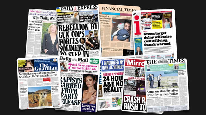 25 Eylül Pazartesi: İngiltere gazetelerinden öne çıkan manşetler