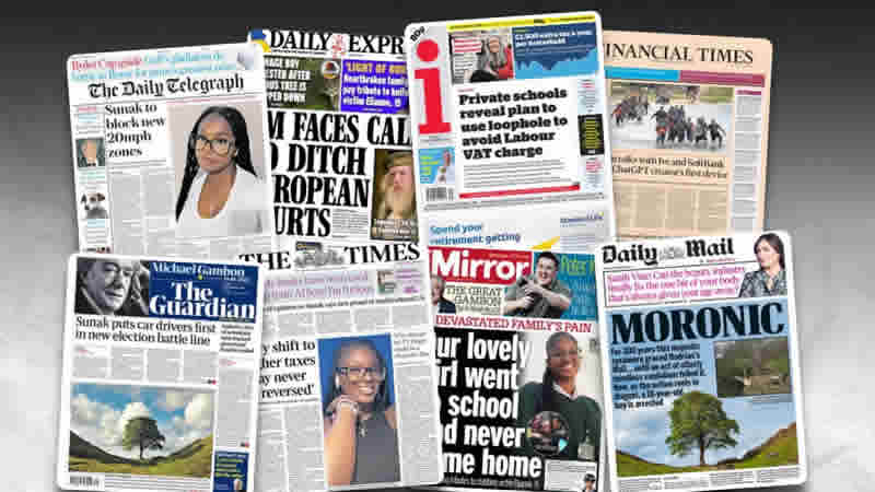  29 Eylül Cuma: İngiltere gazetelerinden öne çıkan manşetler