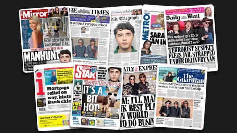 7 Eylül Perşembe: İngiltere gazetelerinden öne çıkan manşetler