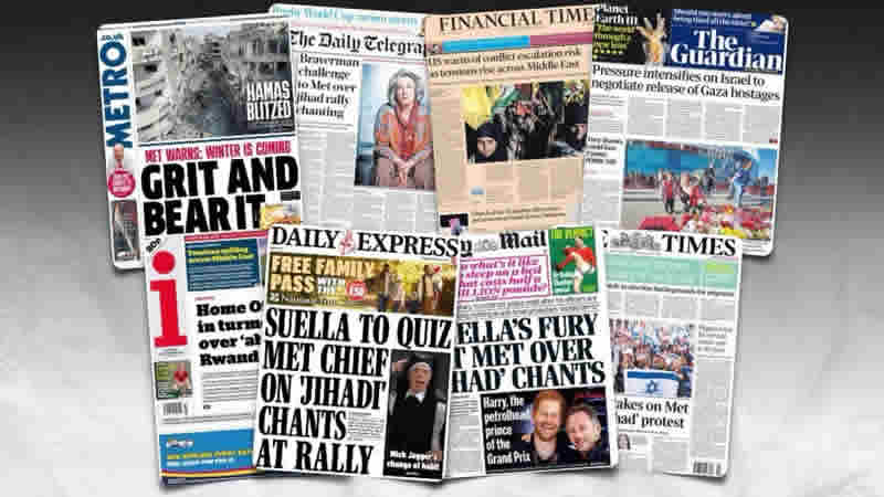 23 Ekim Pazartesi: İngiltere gazetelerinden öne çıkan manşetler