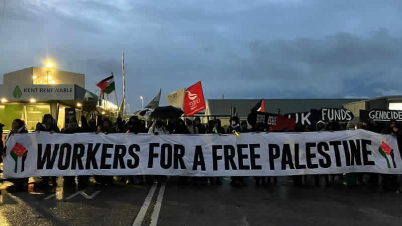 Kent’te işçiler İsrail’e silah üreten fabrikayı ablukaya aldı