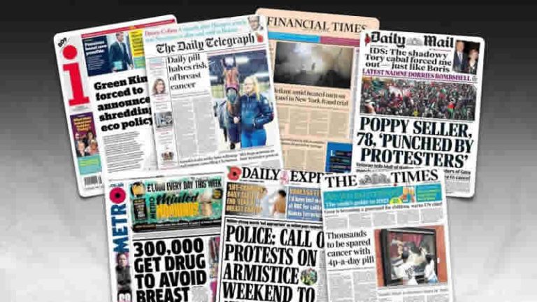 7 Kasım Salı: İngiltere gazetelerinden öne çıkan manşetler