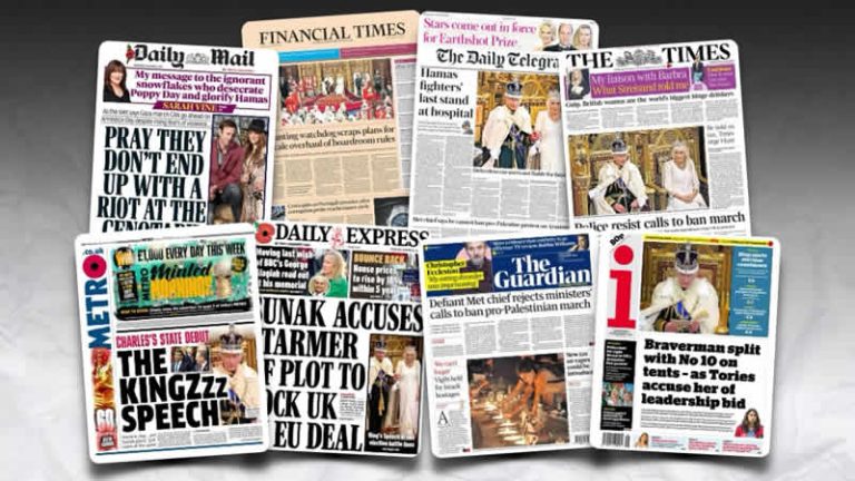 8 Kasım Çarşamba: İngiltere gazetelerinden öne çıkan manşetler