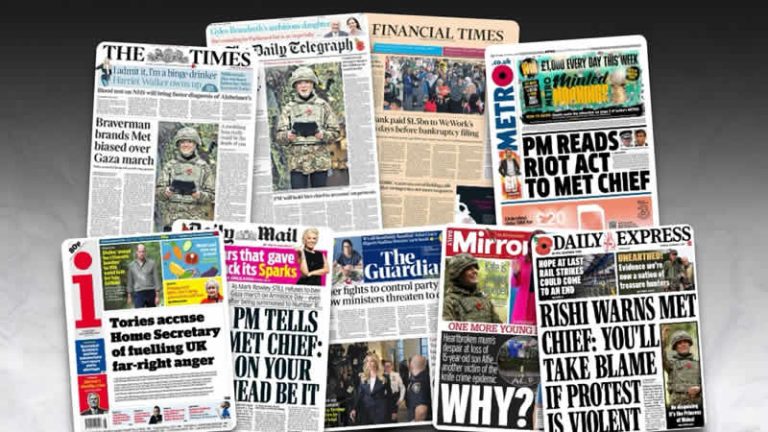 9 Kasım Perşembe: İngiltere gazetelerinden öne çıkan manşetler