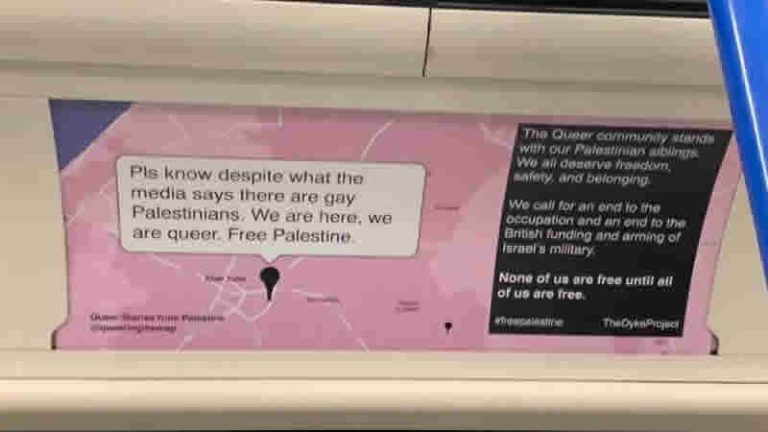 Londra’da metro Filistinli LGBTİ+’ların mesajlarıyla doldu